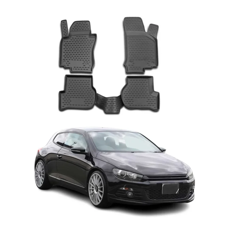 Fußmatten & Kofferraumwanne Set für VW Scirocco 2009-2017 Gummi TPE Schwarz 5x
