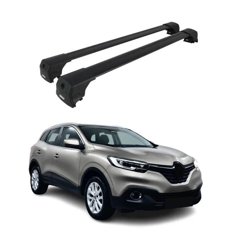 Dachträger Grundtäger für Renault Kadjar 2015-2022 75kg Aluminium Schwarz 2 tlg