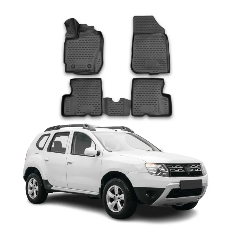 OMAC Gummimatten Fußmatten für Dacia Duster 2015-2018 TPE Automatten Schwarz 4x