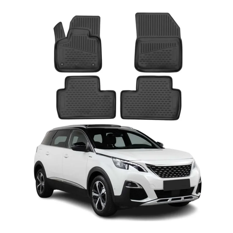 OMAC Gummimatten Fußmatten für Peugeot 5008 2017-2024 TPE Automatten Schwarz 4x