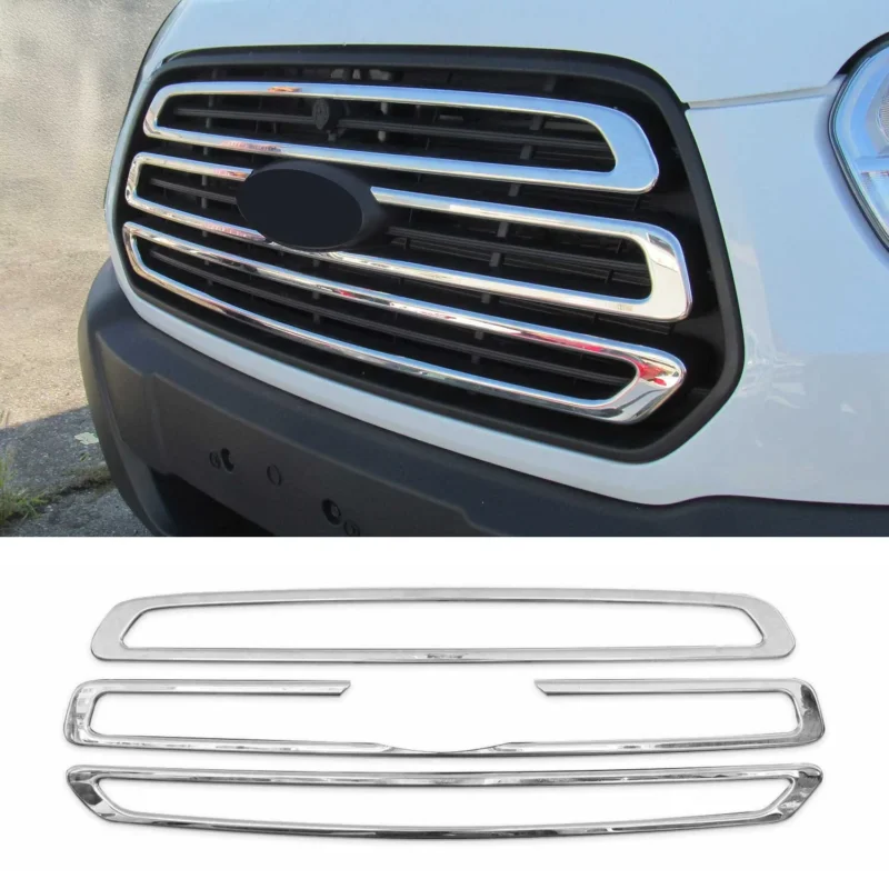 Kühlergrill Leisten Grillleisten für Ford Transit 2014-2019 Edelstahl Chrom 3x