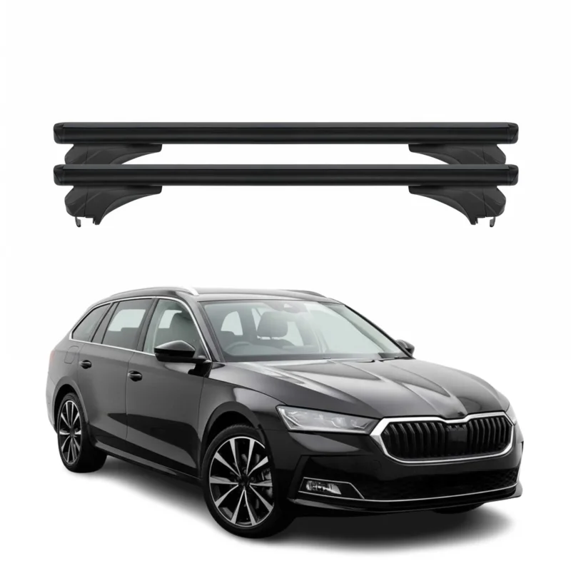 Menabo Dachträger für Skoda Superb 3Y Kombi 2024-2026 Aluminium Schwarz 2 tlg