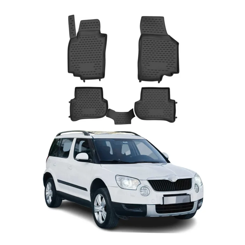OMAC Gummimatten Fußmatten für Skoda Yeti 2009-2017 TPE Automatten Schwarz 4x