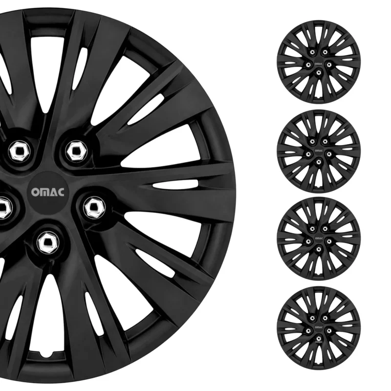 15 Zoll Universal Radkappen Radblenden Radzierblenden Matte Schwarz ABS 4 Stück