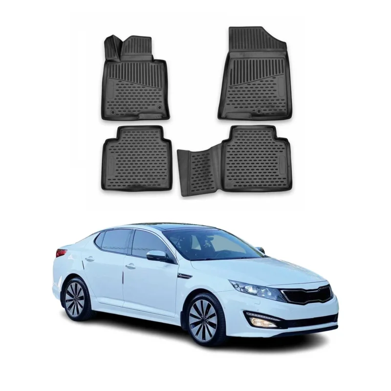 OMAC Gummimatten Fußmatten für Kia Optima 2014-2016 TPE Automatten Schwarz 4x