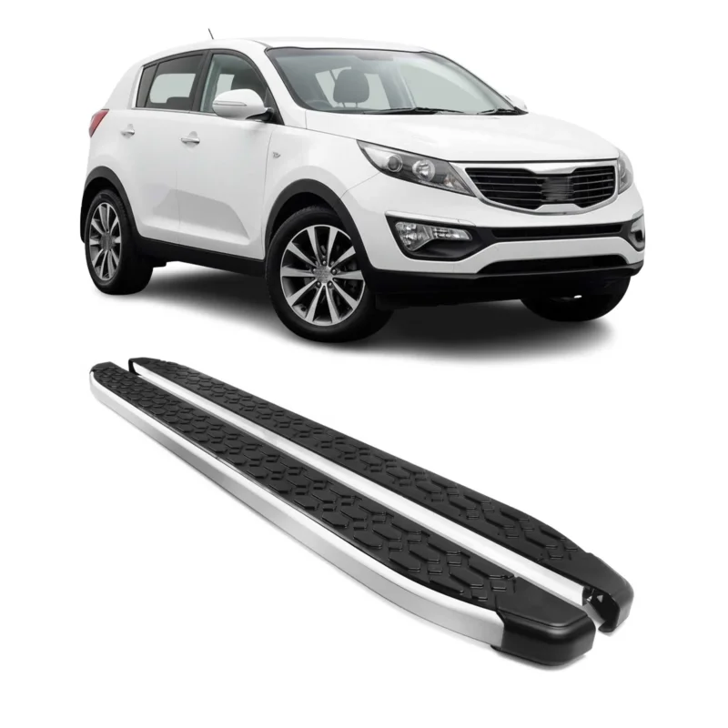 Alu Trittbretter Seitenschweller für Kia Sportage III 2011-16 Schwarz Silber 2x