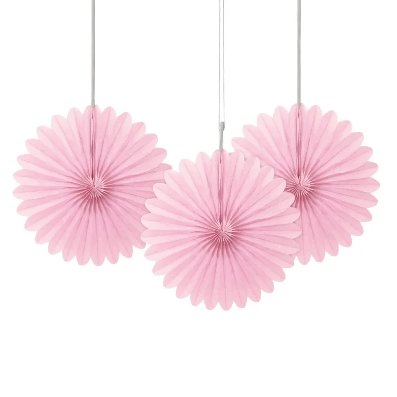 Papieren Waaiers Lichtroze 15cm 3st van Unique koop je bij Partywinkel
