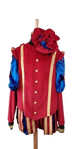 Piet fluweel deluxe rood/blauw van Haza Witbaard koop je bij Partywinkel