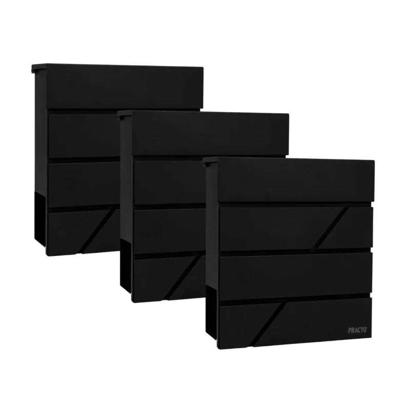 Practo Garden Brievenbussen Bordeaux Mat Zwart | Set van 3 stuks - Doika - Brievenbusset - Practo Garden - - 3 stuks van B430N