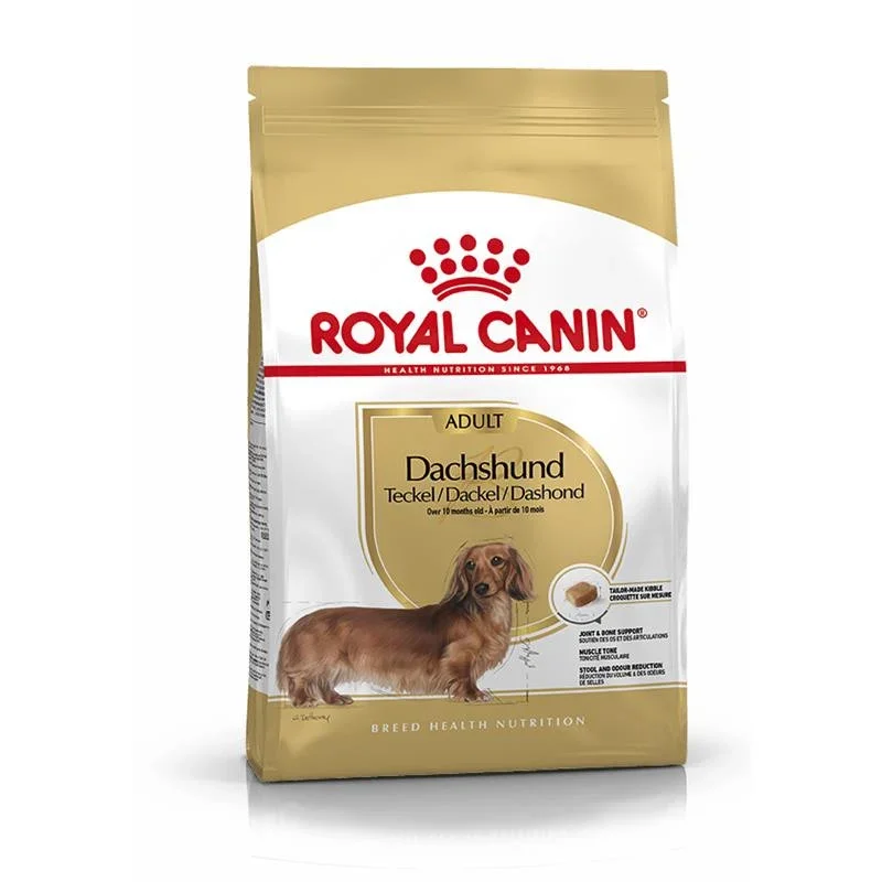 Royal Canin Dachshund Adult dry dog food bag with joint support and tailored kibble