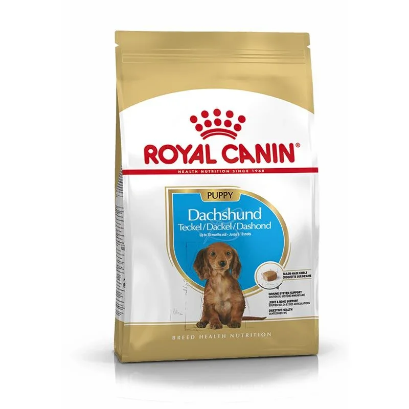 Royal Canin Dachshund Junior dry dog food bag for puppies up to 10 months with immune and joint support
