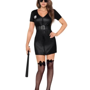 Déguisement d'officier de police pour femme noir sexy avec casquette