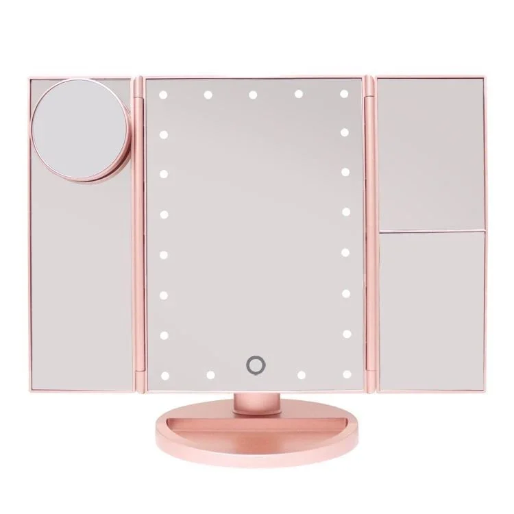 UNIQ Hollywood Make-up-Spiegel Dreifachspiegel mit LED-Beleuchtung, Roségold – | Fashiongirl
